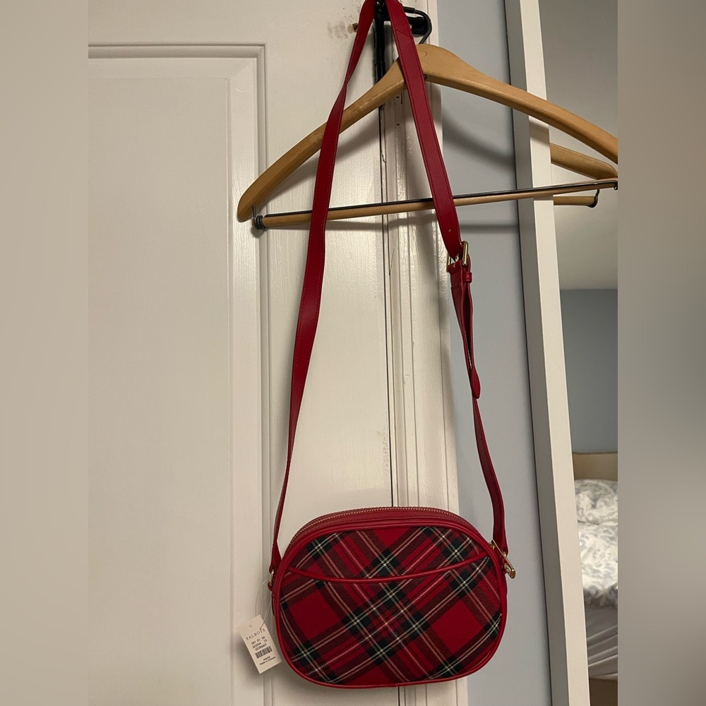 NWT Talbots Red Plaid Crossbody Bag